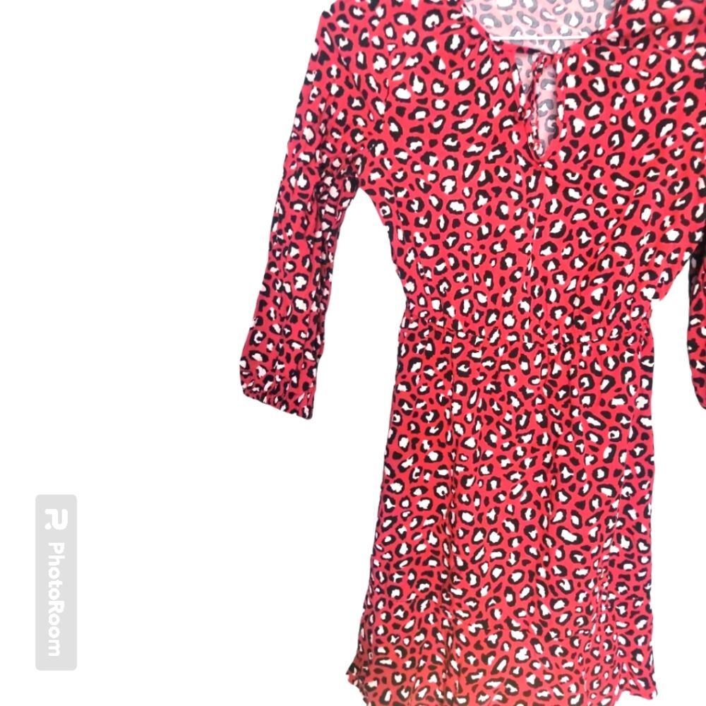 OLD NAVY RED ANIMAL PRINT DRESS - XS